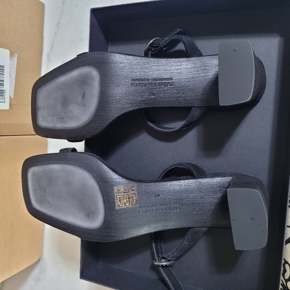 Freda Salvador Amalia Black Suede 2-Band Heeled Sandal. PLUS a Canvas Tote Bag - Picture 4 of 11